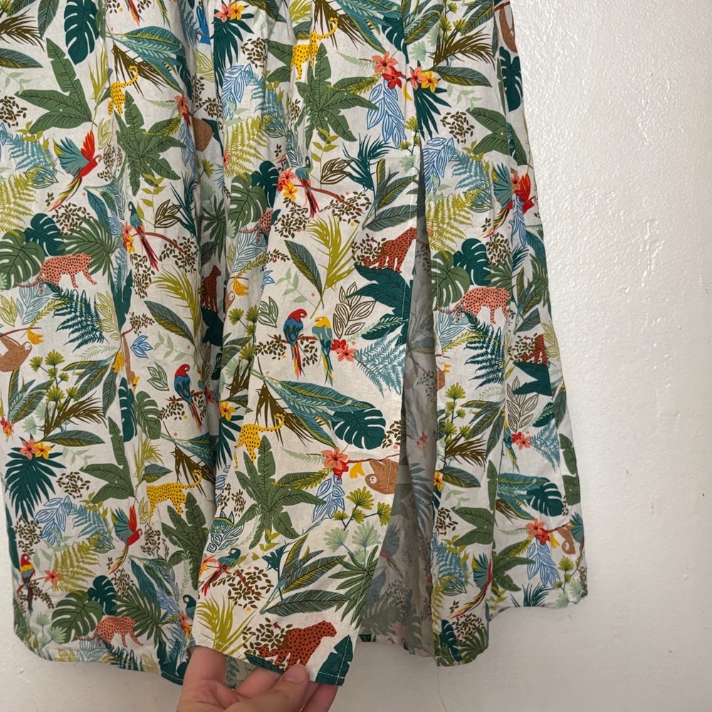 MELLODAY Green and White Tropical Midi Dress - Picture 6 of 11